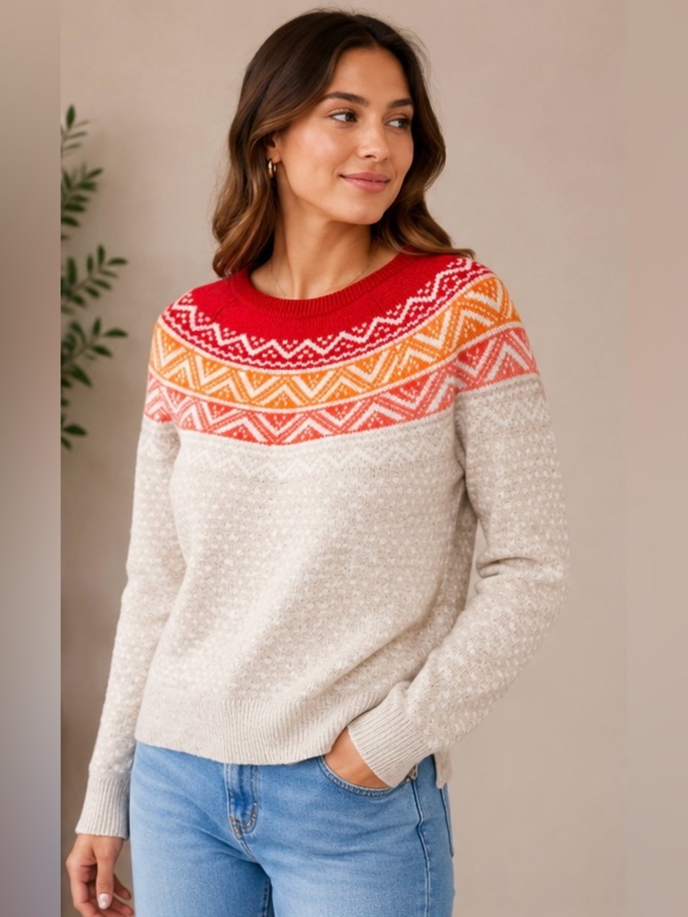 GAP Designed & Crafted Fair Isle Sweater Women’s Small Cozy Nordic Pullover